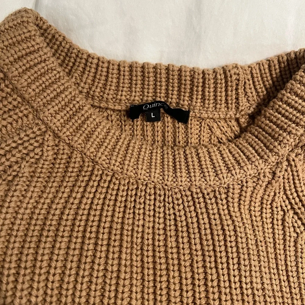 Quince Organic Cotton Chunky Knit Sweater Camel Womens Size Large - Picture 2 of 6